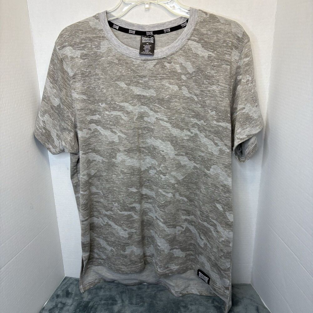 Tapout Shirt Men XL Gray Camo Slim Fit MMA UFC Cage Fighting Crewneck Y2K